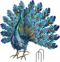 YEAHOME Garden Decor Outdoor Statues, 22.4" Large Metal Peacock Standing Yard Art, Blue Green Bird Lawn Sculptures Garden Decor for Outside Patio Porch Backyard