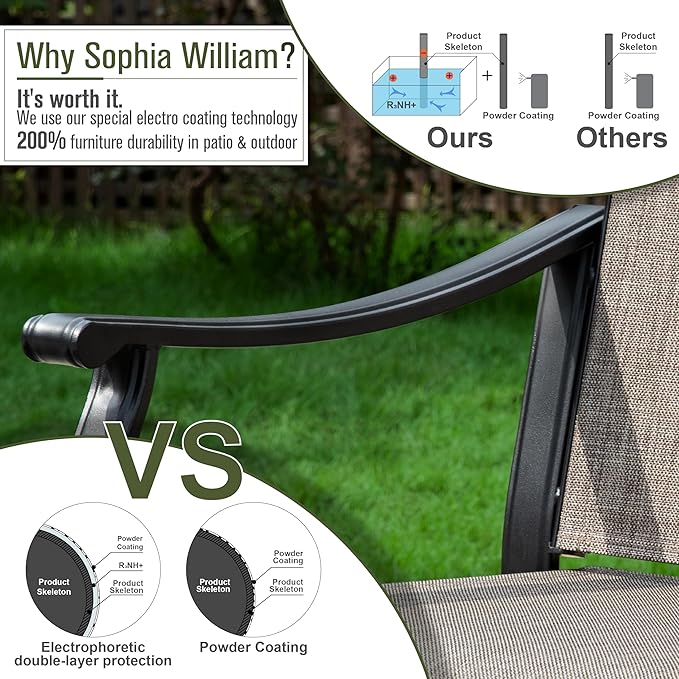 Sophia & William Outdoor Chairs Set of 8, Patio Chairs with Breathable Textilene Fabric and Heavy-Duty Iron Frame, Perfect for Lawn Garden Backyard Deck 350 lbs Capacity