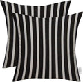RSH DECOR: Sunbrella Square Throw Pillows Set of 2 | 20" x 20" | Water and Fade-Resistant Performance Fabric | Outdoor Pillow Covers with Down-Alternative Inserts | Shore Classic Black
