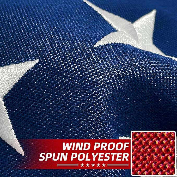 Premium American Flag 6x10 Ft TearProof Series for Outside, Heavy Duty Outdoor，Longest Lasting, Super Tough Fade Resistant Spun Polyester, High Wind US Outdoor Flags Embroidered Stars, Sewn Stripes, Brass Grommets