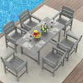 7-Piece HIPS Patio Dining Set, Outdoor Dining Table and Chairs Set with Umbrella Hole, Weatherproof Dining Table Set for 6 Person, Patio Furniture Set for Outside Deck, Grey