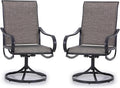 PHI VILLA Patio Swivel Dining Chairs Set of 2, Outdoor Metal Chair with Textilene Mesh Fabric, Patio Chair with Armrest, Black Frame for Patio Deck Garden