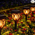 GIGALUMI Solar Lights Outdoor Waterproof, 8 Pack Flickering Flame LED Lights, Garden Decor for Yard, Patio, Landscape, Planter, Walkway, Transparent Cover