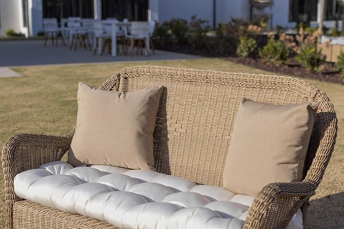 RSH DECOR: Sunbrella Pillow Covers Set of 2 | Covers Only - 26" x 16" | Outdoor Lumbar Pillow Covers Crafted with Sunbrella Performance Fabric | Canvas Antique Beige