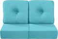 Luxury 22x24/22x25 6-Inch Outdoor Seat Cushions - Set of 2 Water Repellent Patio Chair Cushion for Porch Rattan Dining Rocker Glider Chairs Loveseat Couch Sectional Sofa - Turquoise