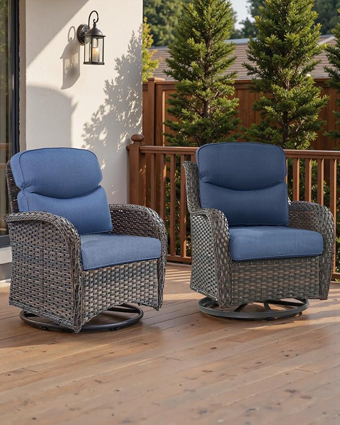 Pop 22x25/22x24 Outdoor Furniture Cushions Set of 6 - Comfortable Patio Chair Cushion for Rattan Wicker Dining Rocking Swivel Chairs Loveseat Couch L-Shape Sectional Sofa - Navy Blue/Smile