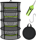 4 Layer Herb Drying Rack Hanging, Plant Drying Rack, Bud Drying Net,Foldable Hanging Dry Rack Net with Green Zipper, Garden Shears & Hooks, for Herbs, Seeds Indoor/Outdoor (23.62")