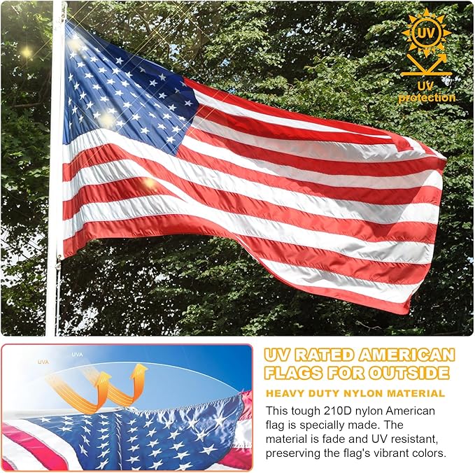 5x8 American Flag Outdoor Heavy Duty,5by 8 American Flag,US Flag,5' x 8' America Flag,America Flags For Outside 5x8,Embroidered USA Flags 5x 8,Long Lasting 5 by 8 Best High Wind all Weather US Flags