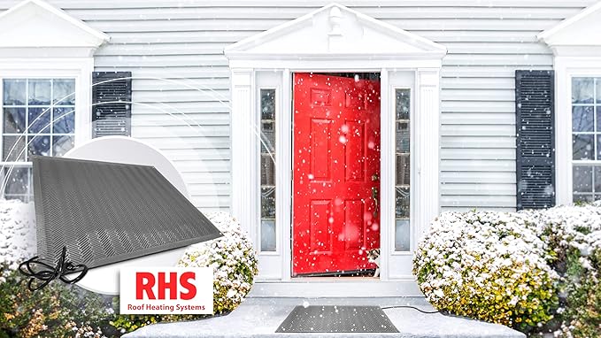 RHS Snow Melting Mat, Anti-Slip Walkway Herringbone Design, Color Gray, Outdoor Mat, Prevents ice Formation, Melts up to 2 inches of Snow per Hour, 120 Volts (30-inches x 10-feet)