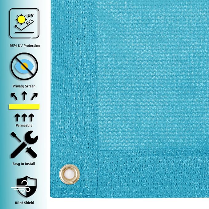SUNNY GUARD Shade Cloth Custom Size 13x24 FT Sun Shade Screen Fabric Shade Cover Tarp with Grommets for Pergola Backyard Garden, Turquoise(We Customized)