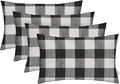RSH DECOR: Lumbar Throw Pillows Set of 4 | 20” x 12" | All-Weather Spun Fabric | Water and Fade-Resistant | Outdoor Support Pillows for Patio Furniture | Black Buffalo Plaid