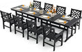 10 Piece HDPE Outdoor Dining Set for 8, Patio HDPE Furniture Set with 2 Table and Umbrella Hole, Outdoor Table and Chairs for Garden, Poolside, Backyard, Deck