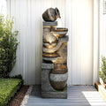 Naturefalls 42.5” H Modern Outdoor Fountain - 5 Bowls Outdoor Garden Fountains with Contemporary Design&LED Light for Garden, Patio, Deck, Porch, Backyard and Home Art Decor
