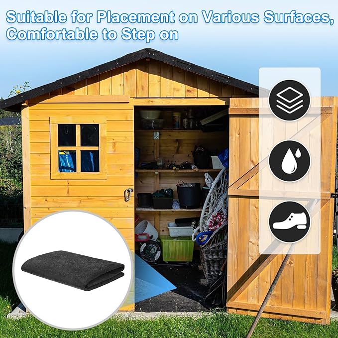 3 mm Thickened Outdoor Storage Shed Mat, 3x6 ft Waterproof Shed Flooring Mat for Patio Furniture Floor Protecting from Wear/Liquid/Dust/Oil, Non-Slip Felt Rubber Rug Pad [Grey]