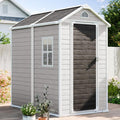 6x4 FT Outdoor Storage Shed, Waterproof Resin Shed with Floor & Lockable Door & Window & Vents, Plastic Tool Shed for Backyard, Patio, Poolside, All Weather Use,Dove Grey