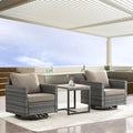 Outdoor Rocker Chairs - Patio Swivel Chair Set, Two Wicker Chairs with One Side Table, Grey