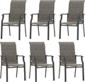 HERA'S HOUSE Premium Patio Dining Chair of 6, Rust Resistant Outdoor Chair with Textilene Padded Seat, Supports up to 350lbs with Comfort and Durability for Lawn Kitchen Garden Backyard