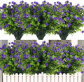 12 Bundles Artificial Flowers Faux Outdoor Plastic Plants UV Resistant Shrubs,Artificial Plants Outdoor Decorations for Patio Outdoor Fake Plants Spring Decorations for Home Front Porch Decor(Purple)