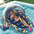 3-in-1 Pool Floats with Canopy Cup Holder, Large 73" x 48" Pool Floats Adults Heavy Duty, Inflatable Lounger Raft Floating Chair with Backrest, Swimming Pool Lake Beach Pool Party