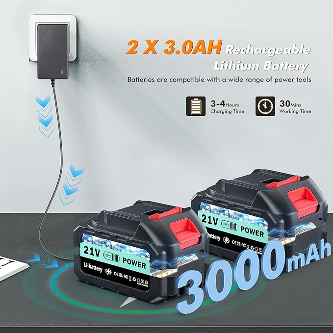 Cordless Pressure Washer Battery Powered, 80Bar/1160PSI Cordless Power Washer with 3.0Ah Battery&Charger&6-in-1 Nozzle, Handheld Pressure Washer Cleaner Portable Power Washer Kit for Car/Garden/Home