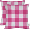 RSH DECOR: Square Throw Pillows Set of 2 | 17” x 17” | All-Weather Spun Fabric | Water and Fade-Resistant | Outdoor Accent Pillows for Patio Furniture | Classic Pink Buffalo