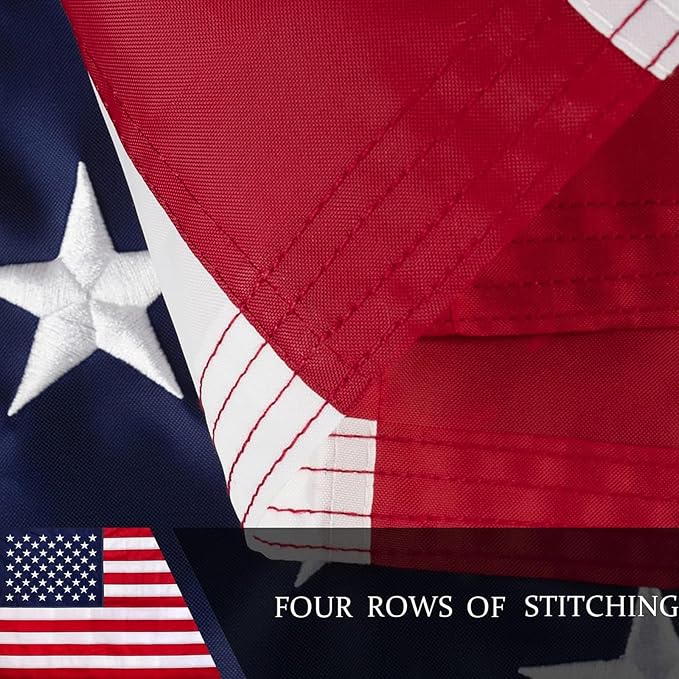 American Flag 8x12ft Long Lasting for Outside, Heavy Duty Nylon, Embroidered Stars, Brass Grommets, Perfect for Outdoor US Flags Show Your Patriotism