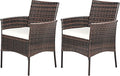 HAPPYGRILL Set of 2 Patio Dining Chairs Outdoor PE Wicker Chairs with Soft Cushions, All-Weather Rattan Chairs for Garden Backyard Lawn Poolside Balcony
