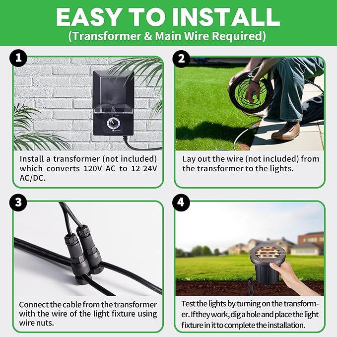 Landscape Well Light, LED Low Voltage In Ground Lights, IP67 Waterproof 12V Outdoor, Grill Top 6W 350LM Aluminum ORB for Sidewalk Driveway 6 Pack