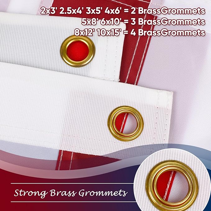 2x3 American Flag for Outside, Heavy Duty Outdoor, All Weather, Embroidered Stars with Brass Grommetss (USA Flag 2X3 FT)