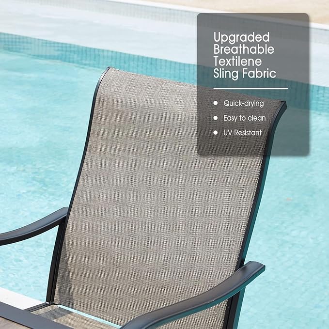 VICLLAX Swivel Patio Chairs Set of 4, 360-degree All-Weather Outdoor Swivel Chairs for Lawn Garden, Patio Dining Chairs, Black Metal Frame and Textilene Mesh Fabric