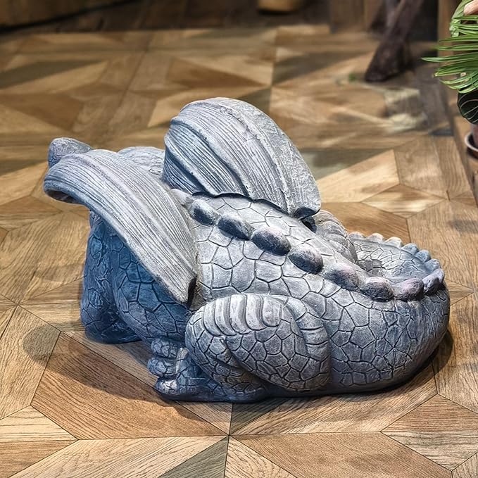 Large Sleeping Dragon Garden Outdoor 22" L Statue Mythical Decor for Lawn Yard Patio Pond Porch Deck Baby Sleeping Dragon Ornament Birthday Presents for Friends Family