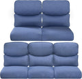 Pop 22x25/22x24 Outdoor Cushions for Patio 5 Piece Set - Set of 5 Water-Resistant Replacement Cushion for Wicker Rocking Swivel Chairs Loveseat Couch Sectional Sofa - Navy Blue/Smile