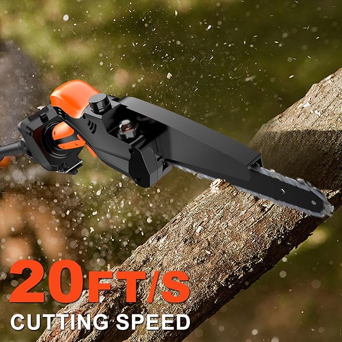 2-IN-1 Cordless Pole Saw & 8" Mini Chainsaw Battery Powered, Electric Pole Saws for Tree Trimming with 2 x 21V Batteries, Handheld Chainsaw & Pole Saw Combination
