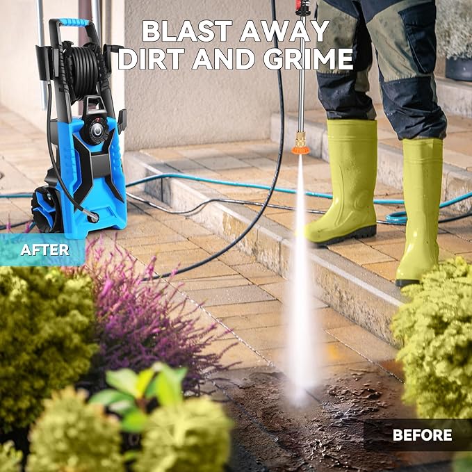 5000PSI Pressure Cleaner 4.0 GPM Adjustable Pressure,4.0 GPM Power Cleaner with Foam Cannon,4 Nozzles,33FT Hose and 500ml Soap Bottle for Home/Cars/Driveways/Patios/Fences