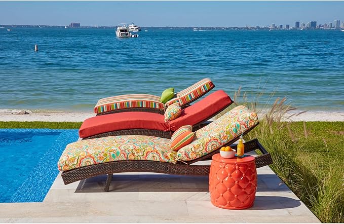 BrylaneHome 84" Chaise Cushion - Poppy Stripe