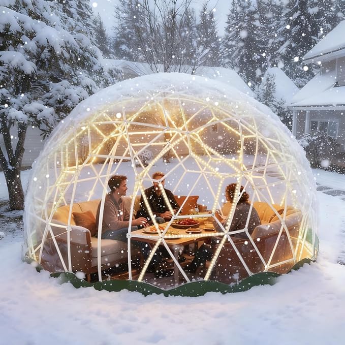 Garden Dome Bubble Tent House Outdoor, Upgraded Geodesic Dome Greenhouse with Transparent PVC Cover, Weatherproof Greenhouse Suitable for Patio (GREEN-12FT)