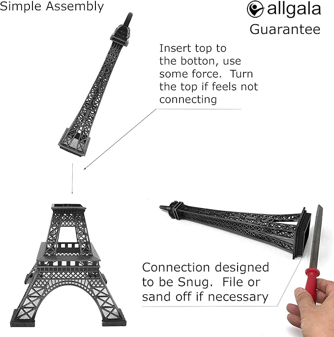 allgala 19 Inch 48CM Eiffel Tower Statue Decor Alloy Metal-Black (EF19-86192)