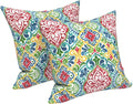 LVTXIII Outdoor Throw Pillows, Decorative Throw Pillows with Inserts, 16"x16" Square Pillows for Bed, Couch, Sofa and Patio Furniture, Set of 2, Damask Red