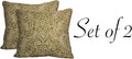 Comfort Classics Indoor/Outdoor Green Floral Pattern Throw Pillow with welt (Set of 2) 24 x 22 x 6