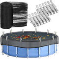 28 Feet Round Leaf Net Cover for Above Ground Pool, Winter Cover Mesh Cover with 20 Pcs Large Metal Clips，Pool Safety Net Fits 28FT Above Ground Pools, Keeps Leaves Out of Your Pool
