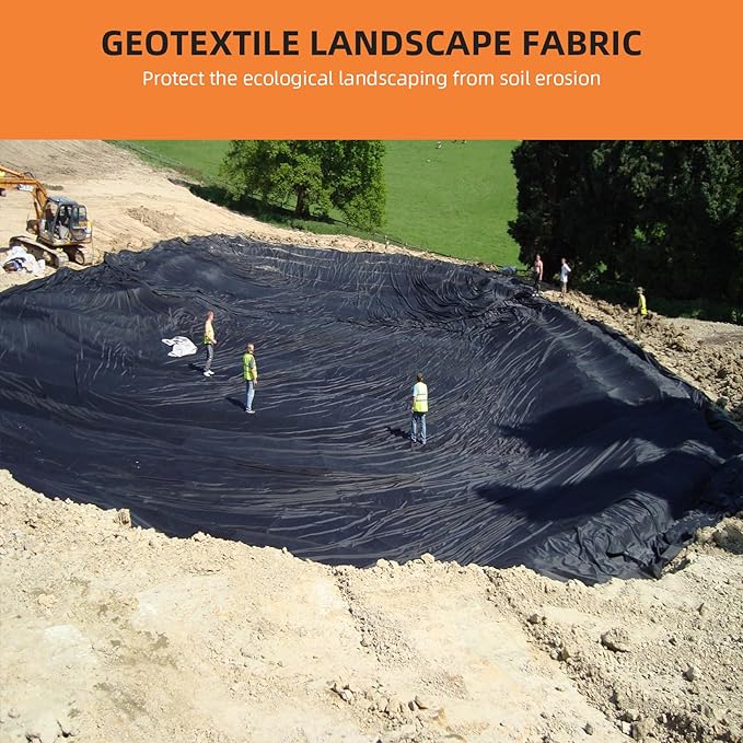 Towallmark Geotextile Landscape, 3ft x 300ft & 6oz Geotextile Fabric, PP Drainage 350N Tensile Strength & 440N Load Capacity, for Driveway & Road Stabilizationr, Erosion Control, French Drains
