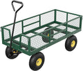 GarveeLife 900 LBS Garden Cart with Removable Mesh Sides, Heavy Duty Steel Garden Wagon with Adjustable Handles & 10 in Pneumatic Tires, Utility Wagon for Lawn Camping Farm Yard, Green+Black