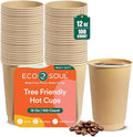 ECO SOUL 100% Compostable Plant-Based 12oz Hot Cups | (100 Count, 12 oz Hot Cups) | Disposable Bagasse Paper Cups | Eco-friendly Cups | Sturdy, Microwave & Oven Safe