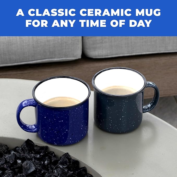 Set of 16 Ceramic Campfire Mugs – 15 Oz, White – Coffee & Tea Cups for Home, Work, Travel, Camping – Customizable, Great for DIY, Events, Companies