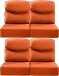 Luxury 24x24x6 Inch Smile Patio Dining Chair Cushions Set of 4 - Heavy Duty Water Slashproof Outdoor Seat Cushion for Outside Furniture Swivel Chairs Loveseat L-Shape Sofa - Orange