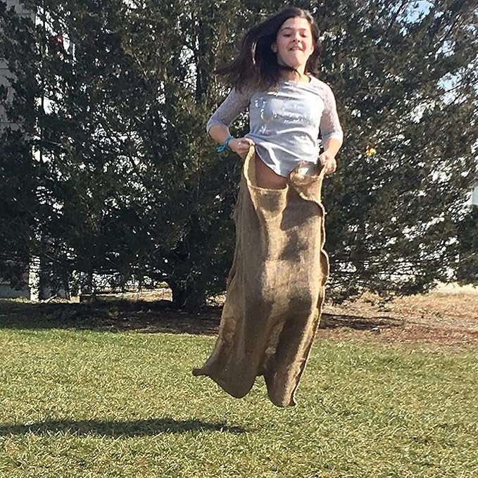 All Natural Reusable Jute Burlap Sacks 24" x 40" | Potato Sack Race Bags for Kids & Adults | Perfect Birthday Party Game | Biodegradable Food Storage | Shrub & Plant Frost Protection (Set of 4 Sacks)