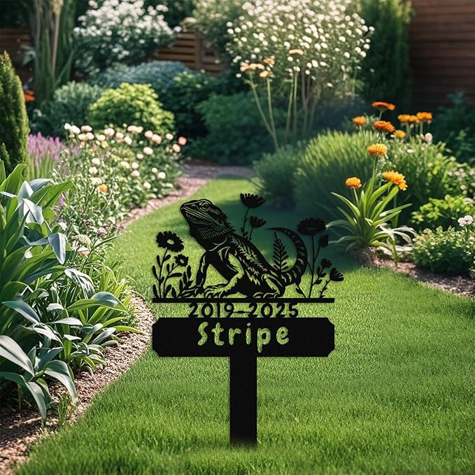 Custom Lizard Grave Marker,Personalized Pet Gecko Memorial Garden Stake,Pet Memorial Gift,Remembrance Stake,Loss of Lizard Gecko Iguana,Sympathy Sign Lizard 14inch