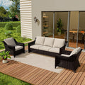 Vista Vibe 3 Pieces Outdoor Patio Conversation Furniture Set - 78" 3-seat Sofa | 2 Wicker Chairs, Deep Seat Loveseat, Removable Cushions, Hand-Woven PE Rattan Couch, Balcony (Brown/Beige)