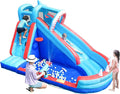 AirMyFun Bounce House, Sharks Theme Inflatable Bouncy House with Slide, Kids Bounce House Water Park with Slides Bouncer Castle with Splash Pool, Climbing Wall, Ball Shooting