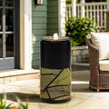 24" Outdoor Fountain, Metal Cutout Lantern Water Fountain, Charming Outdoor Lights for Garden, Patio, Yard